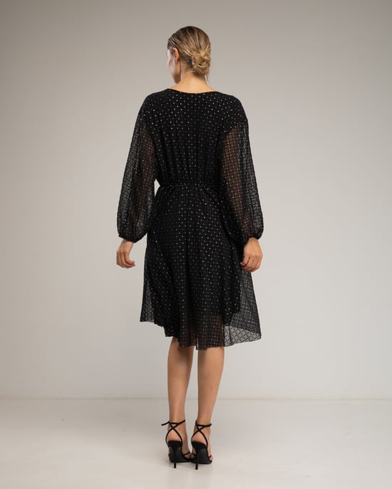 Jurk met geruite textuur en details - Image 3