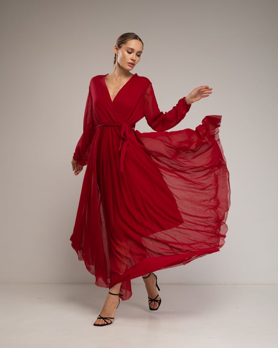 Lange tule jurk met lagen - Image 2