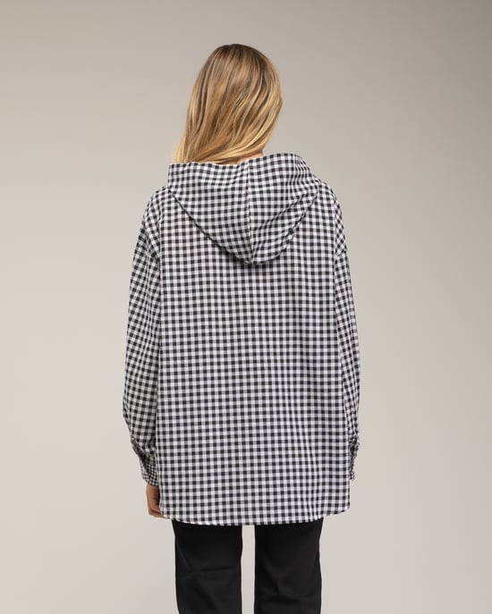 Oversized gingham overhemd met capuchon - Image 2