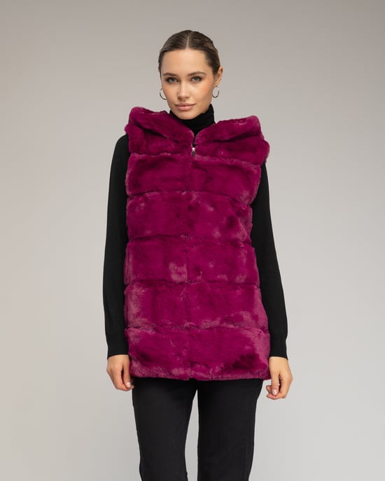 Leren vest met capuchon - Image 1