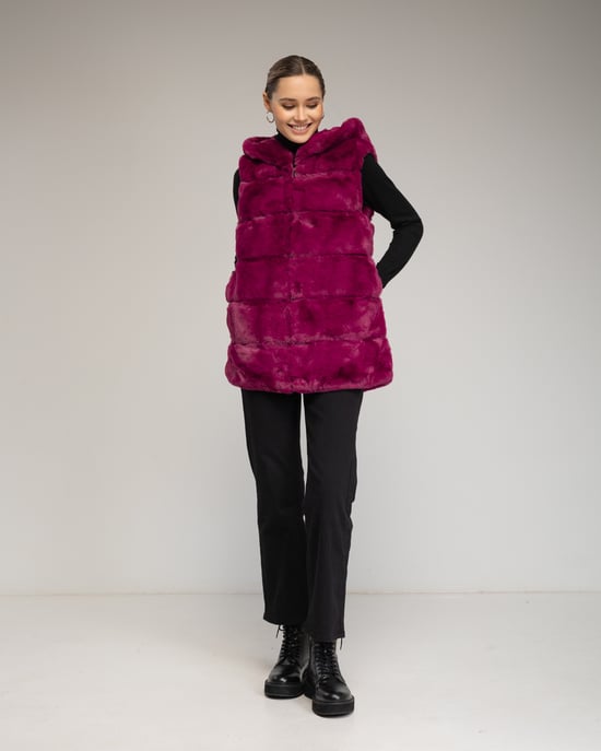 Leren vest met capuchon - Image 4