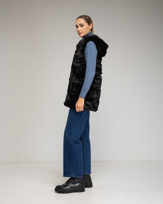 Leren vest met capuchon - Image 3