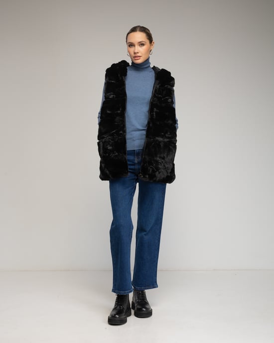 Leren vest met capuchon - Image 4