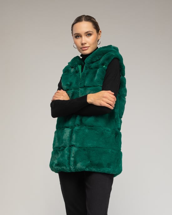 Leren vest met capuchon - Image 1