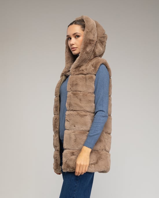 Leren vest met capuchon - Image 3