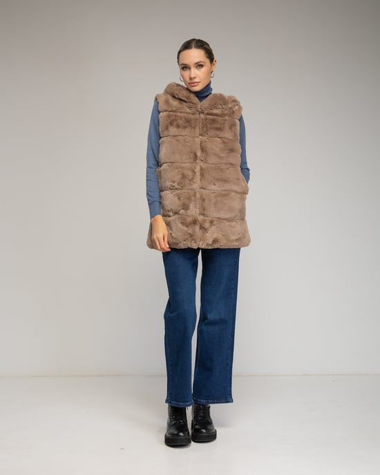 Leren vest met capuchon - Image 4