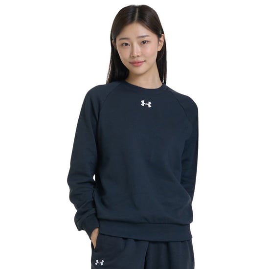 Under Armour Unisex Rival Fleece Crew Hals Sweatshirt voor volwassenen (Zwart/Wit) - Image 2