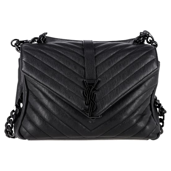 Saint Laurent Chevron Quilted Medium College Top Handle Bag in zwart leer - Image 1