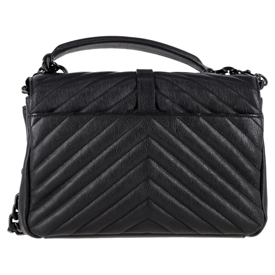 Saint Laurent Chevron Quilted Medium College Top Handle Bag in zwart leer - Image 3