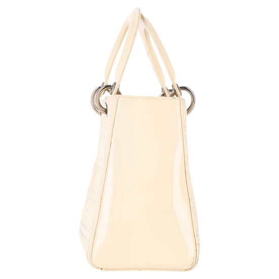 Dior Medium Lady Dior handtas met handvat in ivoorkleurig lakleer - Image 2
