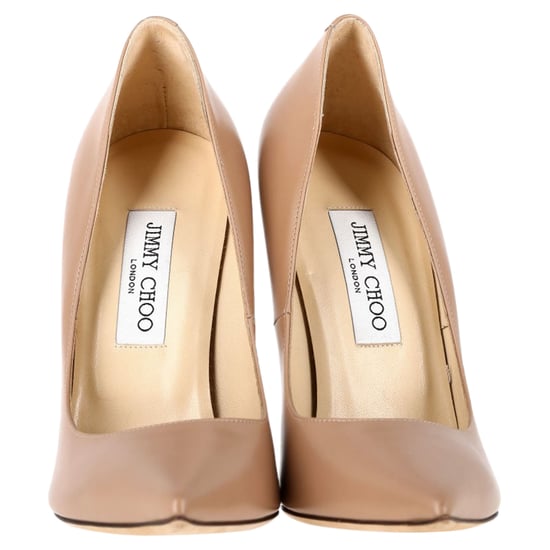 Jimmy Choo Anouk pumps met spitse neus in beige leer - Image 3