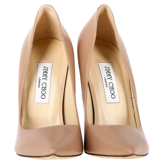 Jimmy Choo Anouk pumps met spitse neus in beige leer - Image 5