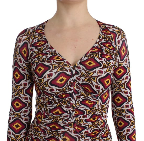 Geometrische Print Mini Jurk Lange Mouwen V-hals - Image 6