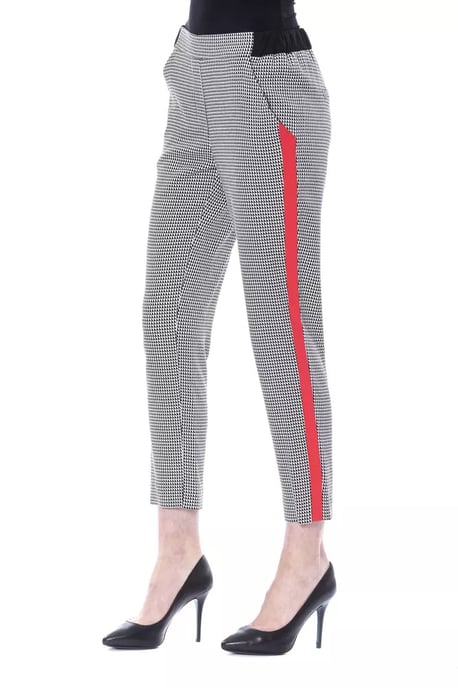 Geribbelde Houndstooth Broek met Rode Zijkantstripe - Image 2