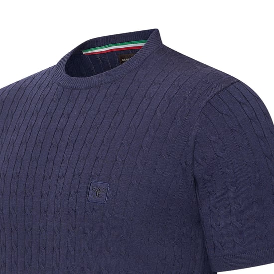 Cappuccino Italia Tee SS Loreto Cable Knit Tee Blauw - Image 2