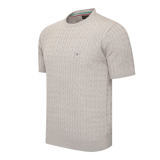 Cappuccino Italia Tee SS Loreto Cable Knit Tee Grijs - Image 1