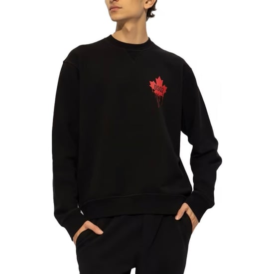 Dsquared2 Rode Esdoornblad Logo Zwarte Sweatshirt - Image 3