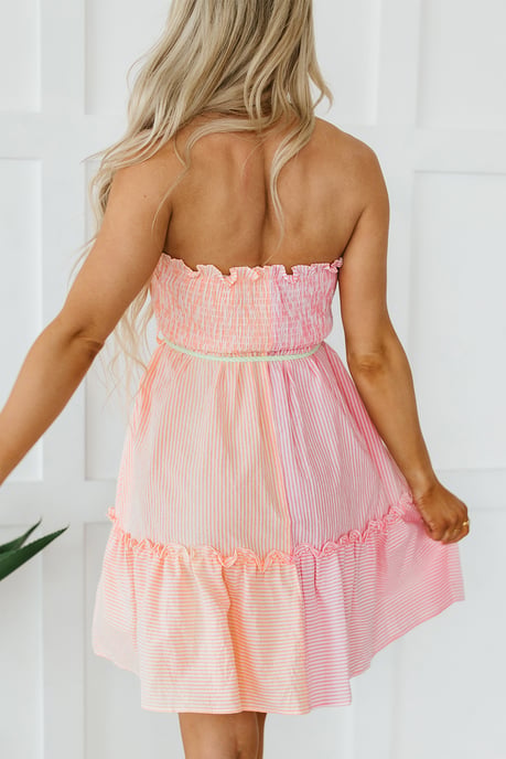 Gestreepte Strapless Jurk - Image 3