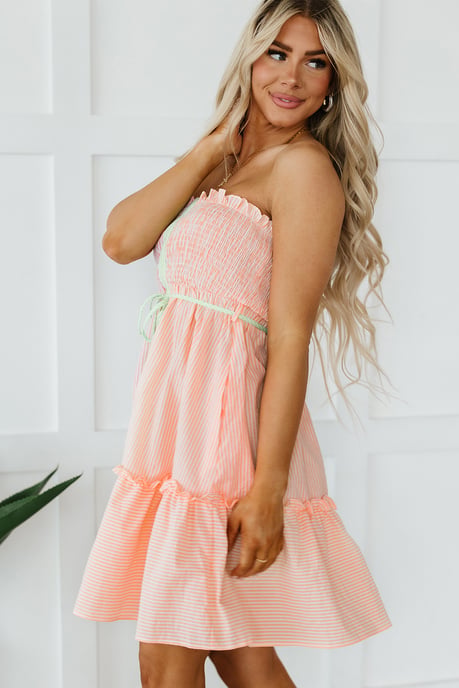 Gestreepte Strapless Jurk - Image 4