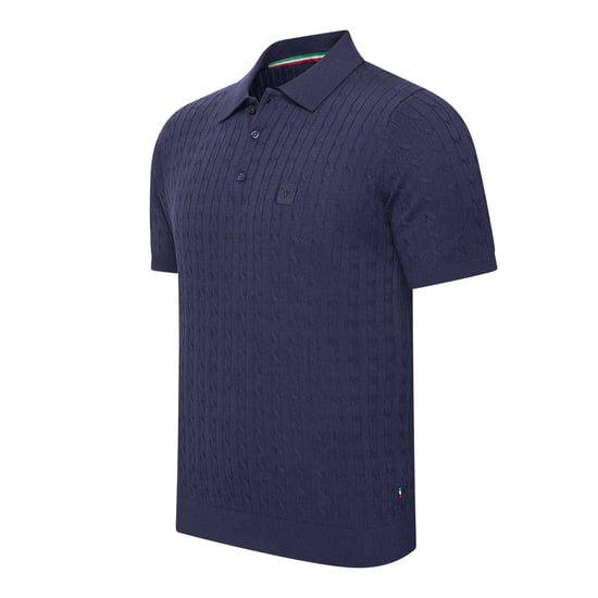 Cappuccino Italia Polo SS Caorle Cable Knit Polo Blauw - Image 1