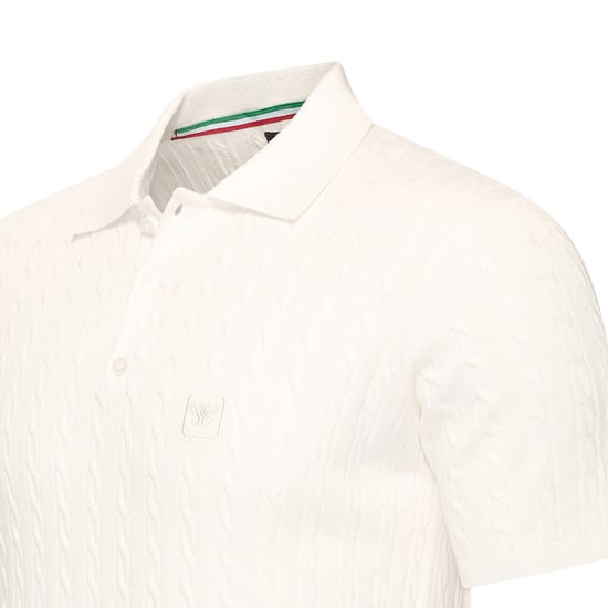 Cappuccino Italia Polo SS Caorle Cable Knit Polo Wit - Image 2