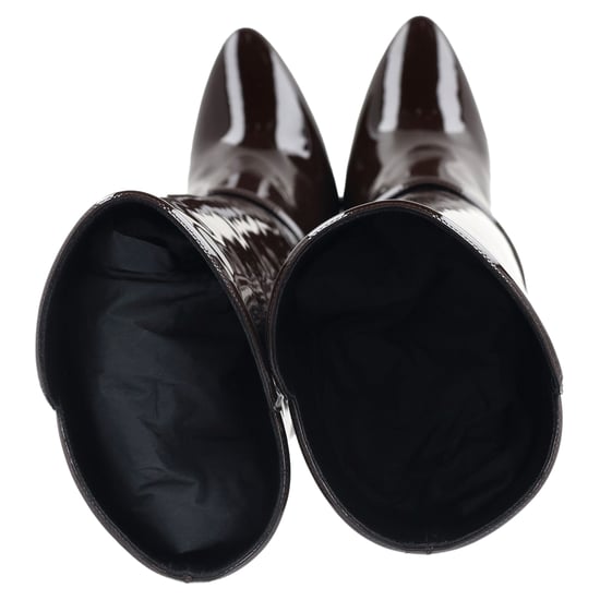 Saint Laurent Jane Kniehoge Laarzen in Bruin Gepatenteerd Leer - Image 4