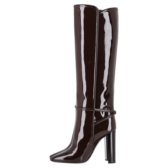 Saint Laurent Jane Kniehoge Laarzen in Bruin Gepatenteerd Leer - Image 5