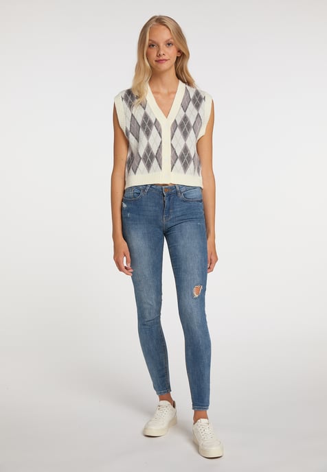 Mymo Gebreide vest Blonda Dames Wol Wit Veelkleurig - Image 2