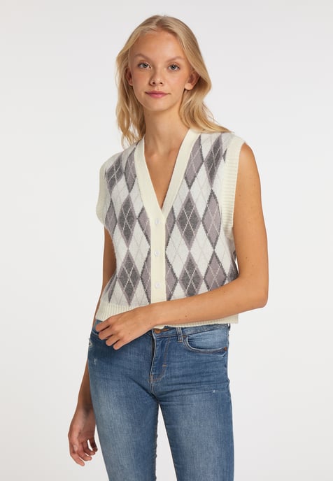 Mymo Gebreide vest Blonda Dames Wol Wit Veelkleurig - Image 3