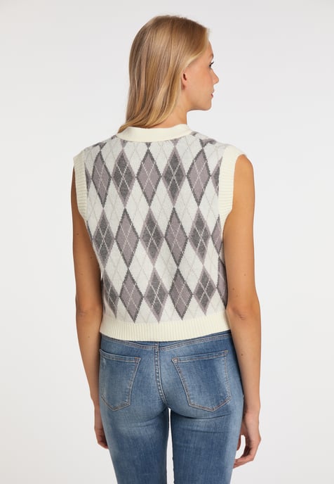Mymo Gebreide vest Blonda Dames Wol Wit Veelkleurig - Image 4