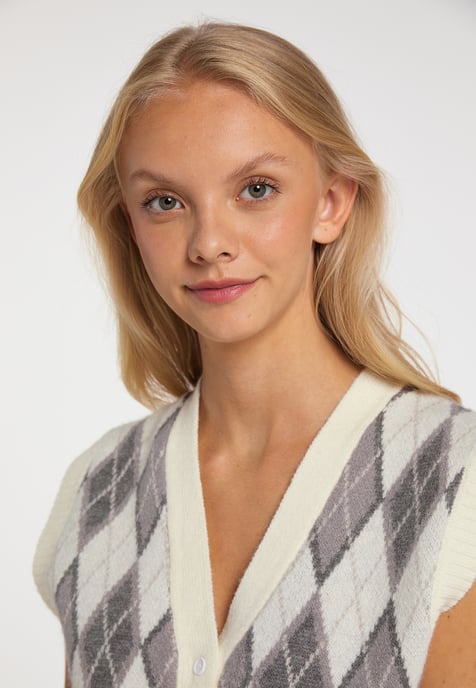 Mymo Gebreide vest Blonda Dames Wol Wit Veelkleurig - Image 5