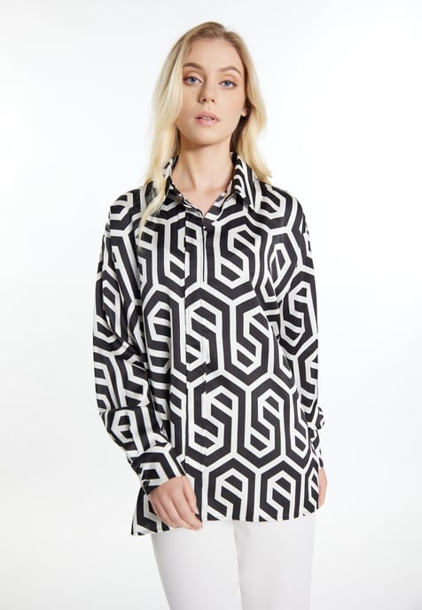 Dreimaster Hemdbluse + Shopping Bag - SET Dames zwart en wit - Image 4