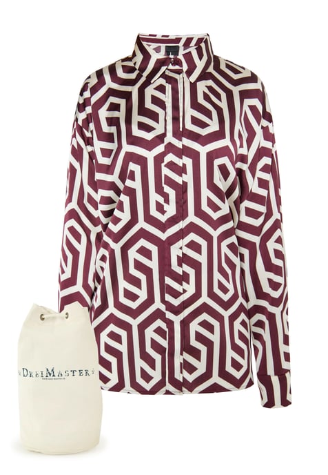 Dreimaster Hemdbluse + Shopping Bag - SET Dames Gebroken witte Bordeaux - Image 1