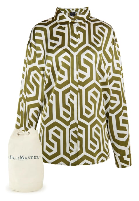 Dreimaster Hemdbluse + Shopping Bag - SET Dames Gebroken wit olijf - Image 1