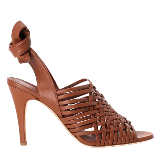 Loro Piana Kristin geweven sandalen met enkelbandjes in bruin leer - Image 1
