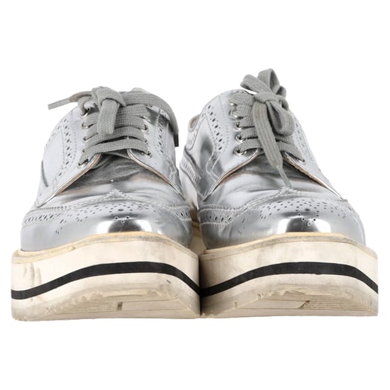 Prada Wingtip Oxford platform sneakers in metallic zilverkleurig leer - Image 2