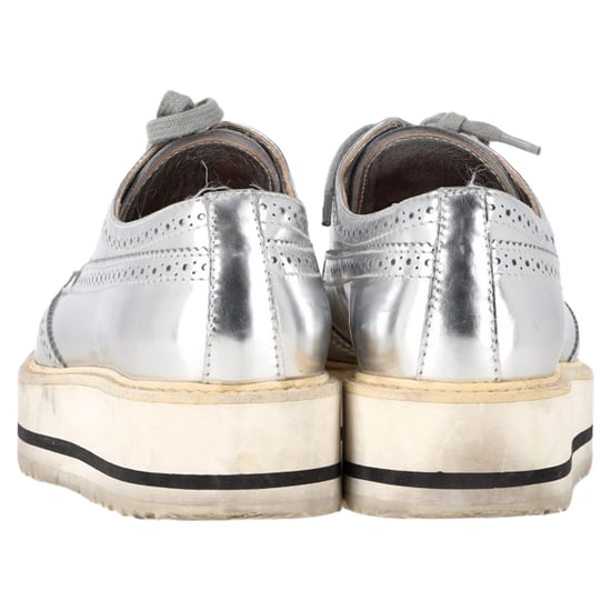 Prada Wingtip Oxford platform sneakers in metallic zilverkleurig leer - Image 5