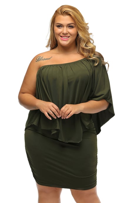 Plus Size Offshoulder Jurk - Image 1