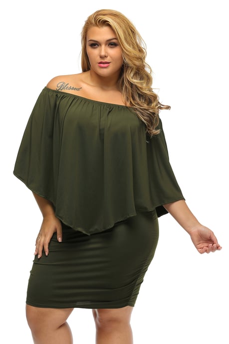 Plus Size Offshoulder Jurk - Image 3
