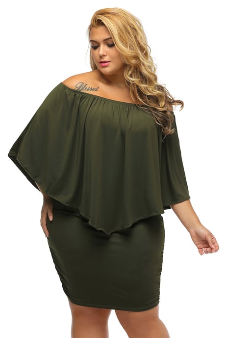 Plus Size Offshoulder Jurk - Image 4
