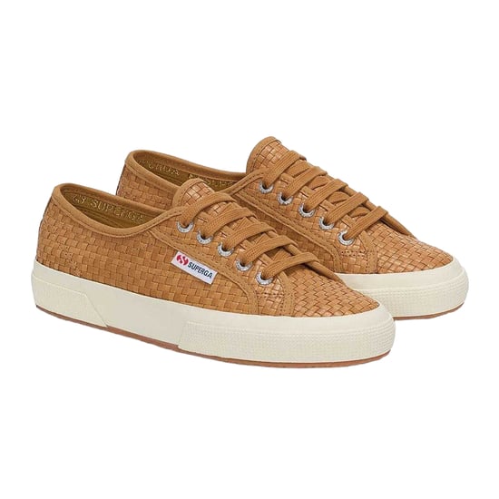 Superga Dames/Dames 2750 Geweven Leren Trainers (Beige/Off White) - Image 3
