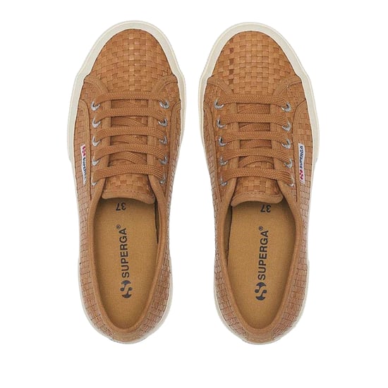 Superga Dames/Dames 2750 Geweven Leren Trainers (Beige/Off White) - Image 4