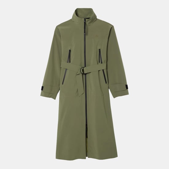 Lacoste lange oversized waterafstotende parka voor dames in kaki - Image 1