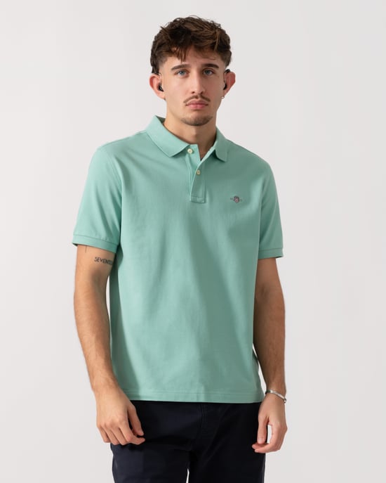GANT Normaal Shield Piqué Poloshirt, Groen - Image 1