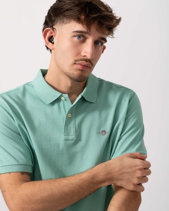GANT Normaal Shield Piqué Poloshirt, Groen - Image 4