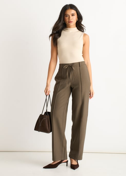 Marl Grey Broek met elastische tailleband en trekkoord - Image 1