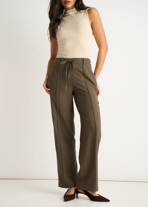 Marl Grey Broek met elastische tailleband en trekkoord - Image 2