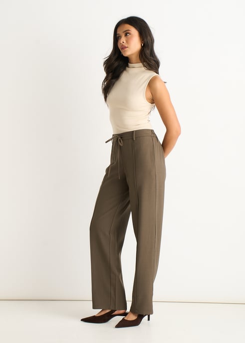 Marl Grey Broek met elastische tailleband en trekkoord - Image 3
