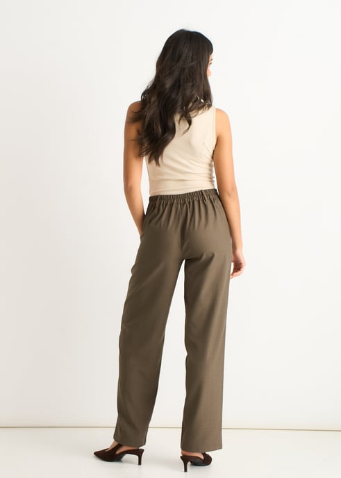 Marl Grey Broek met elastische tailleband en trekkoord - Image 4
