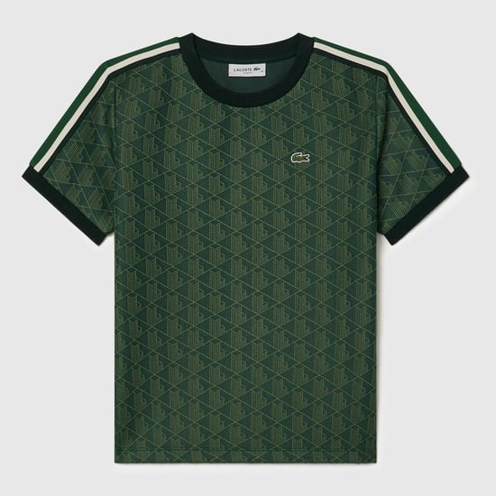 Women's Lacoste Slim-Fit Monogram Jacquard T-Shirt in Green - Image 1